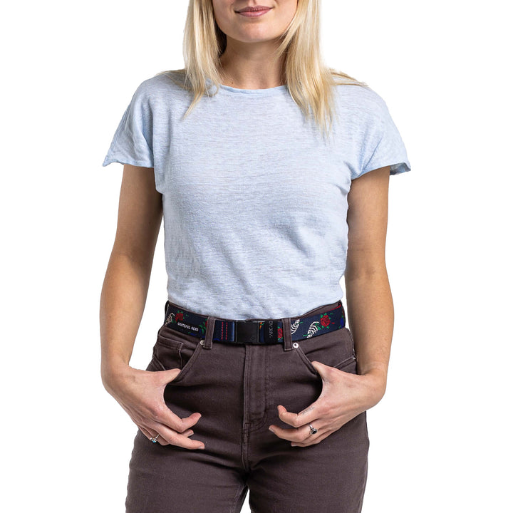 Arcade Grateful Dead Skelton Bear Slim Belt Navy
