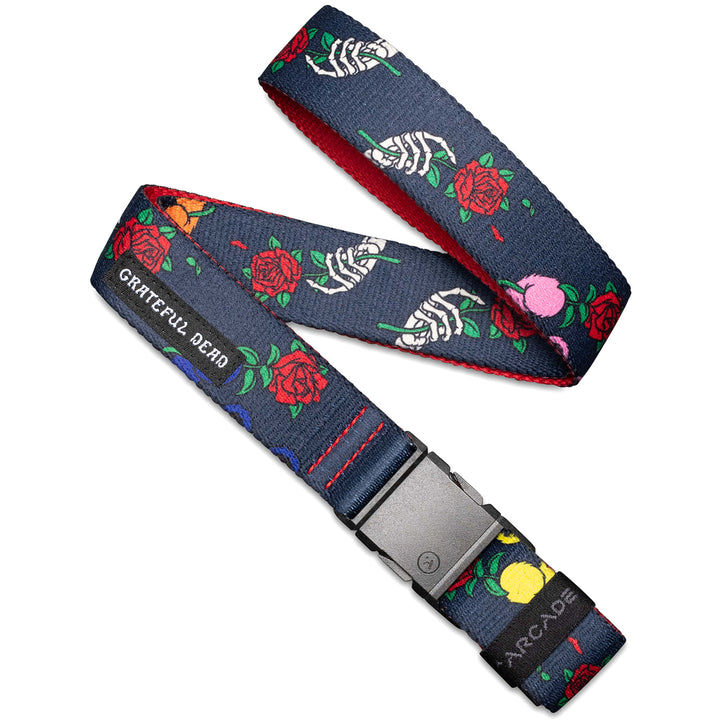 Arcade Grateful Dead Skelton Bear Slim Belt Navy