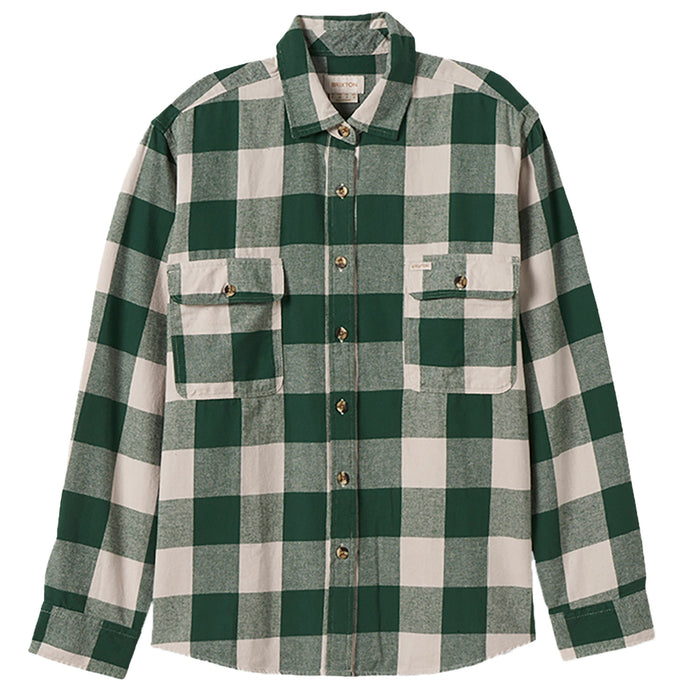 Brixton Bowery Boyfriend Long-Sleeve Flannel - Women's Pine Neddle/Beige