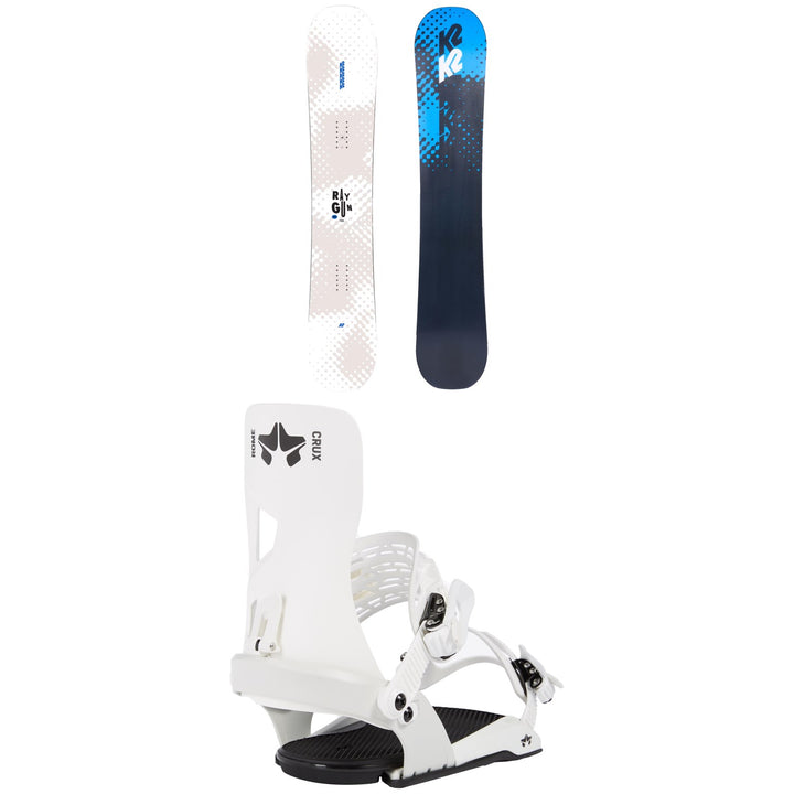 K2 Raygun Pop Snowboard + Rome Crux SE Snowboard Bindings