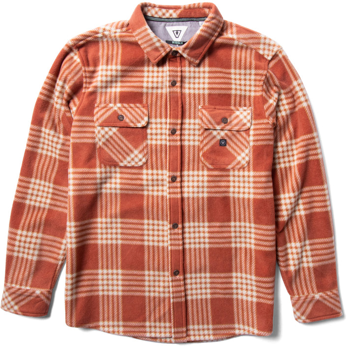 Vissla Eco-Zy Long-Sleeve Polar Flannel - Men's Barn Red