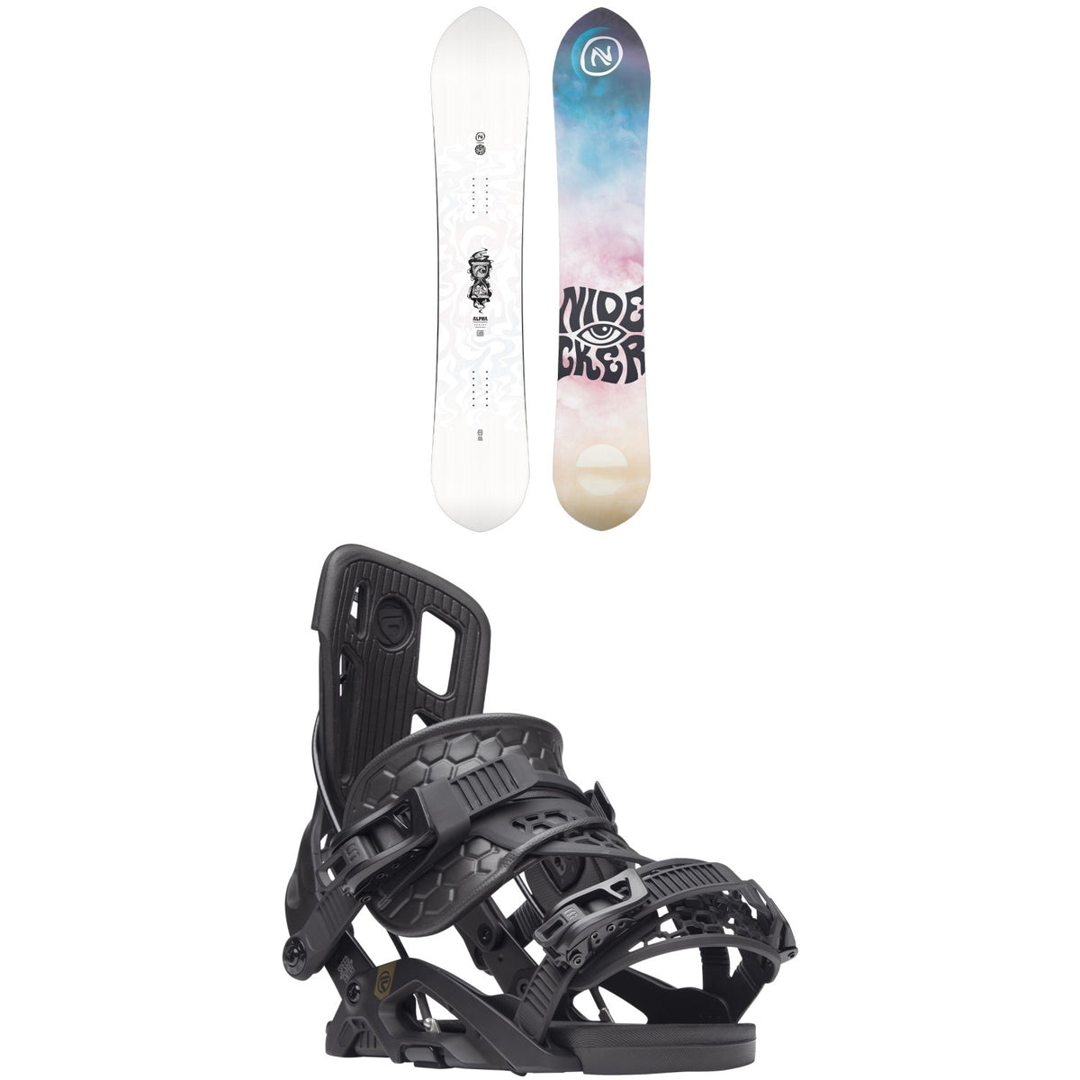 Nidecker Alpha Snowboard + Flow Fuse Hybrid Snowboard Bindings 2024