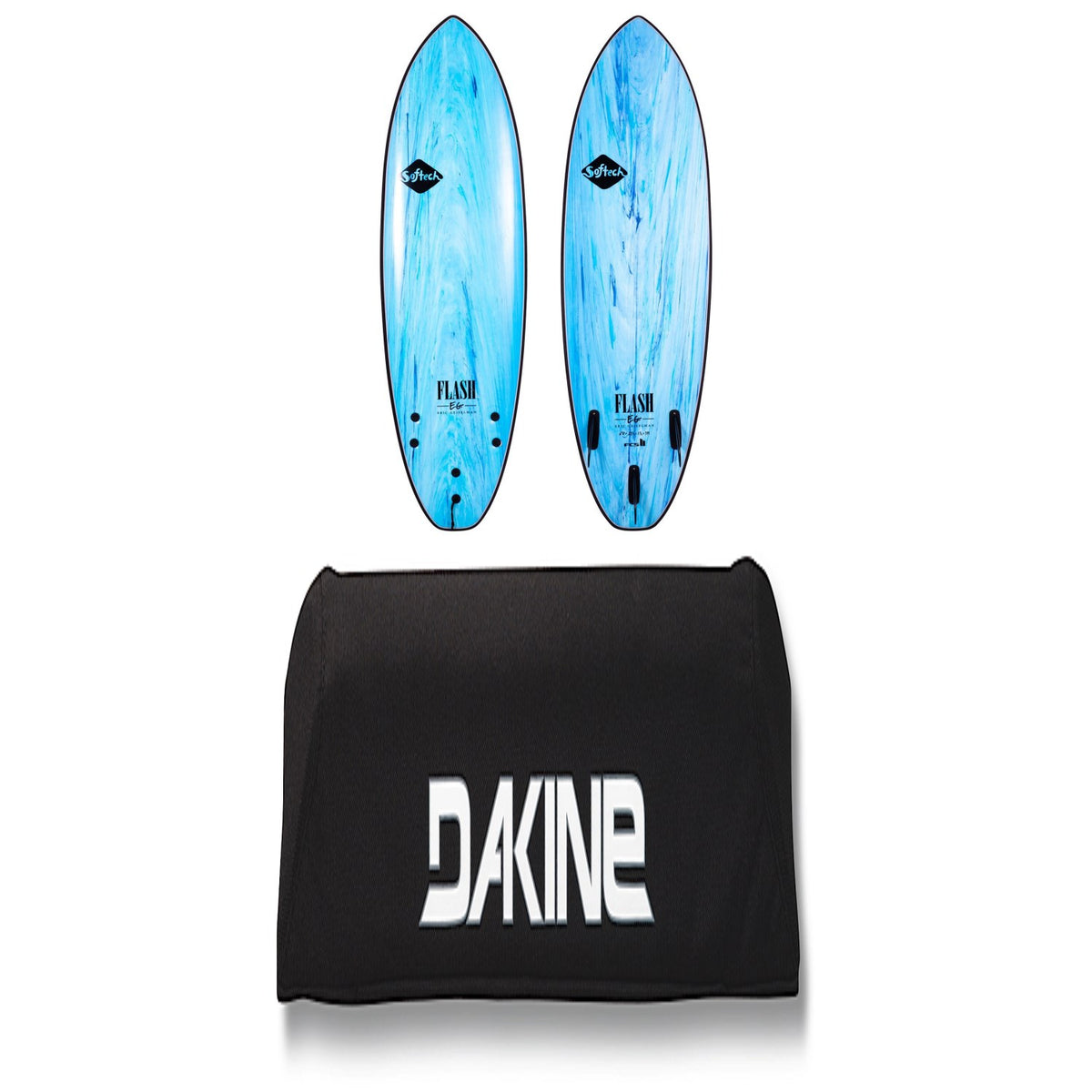 Softech Flash Eric Geiselman FCS II 5'0" Surfboard + Dakine 18" Aero Rack Pads - Set of 2