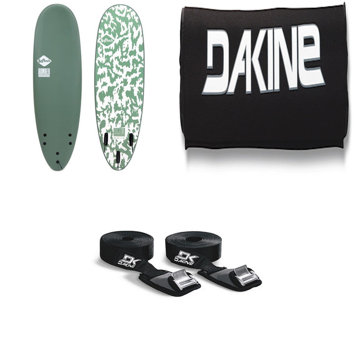 Softech Bomber FCS II 6'4" Surfboard + Dakine 18" Rack Pads - Set of 2 + Dakine Baja 12' Tie Down Straps - Set of 2