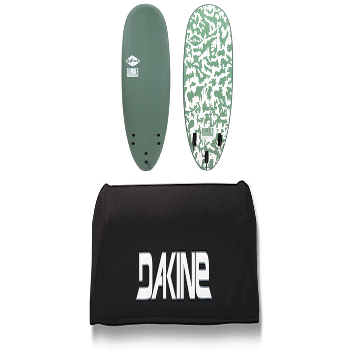 Softech Bomber FCS II 6'4" Surfboard + Dakine 18" Aero Rack Pads - Set of 2