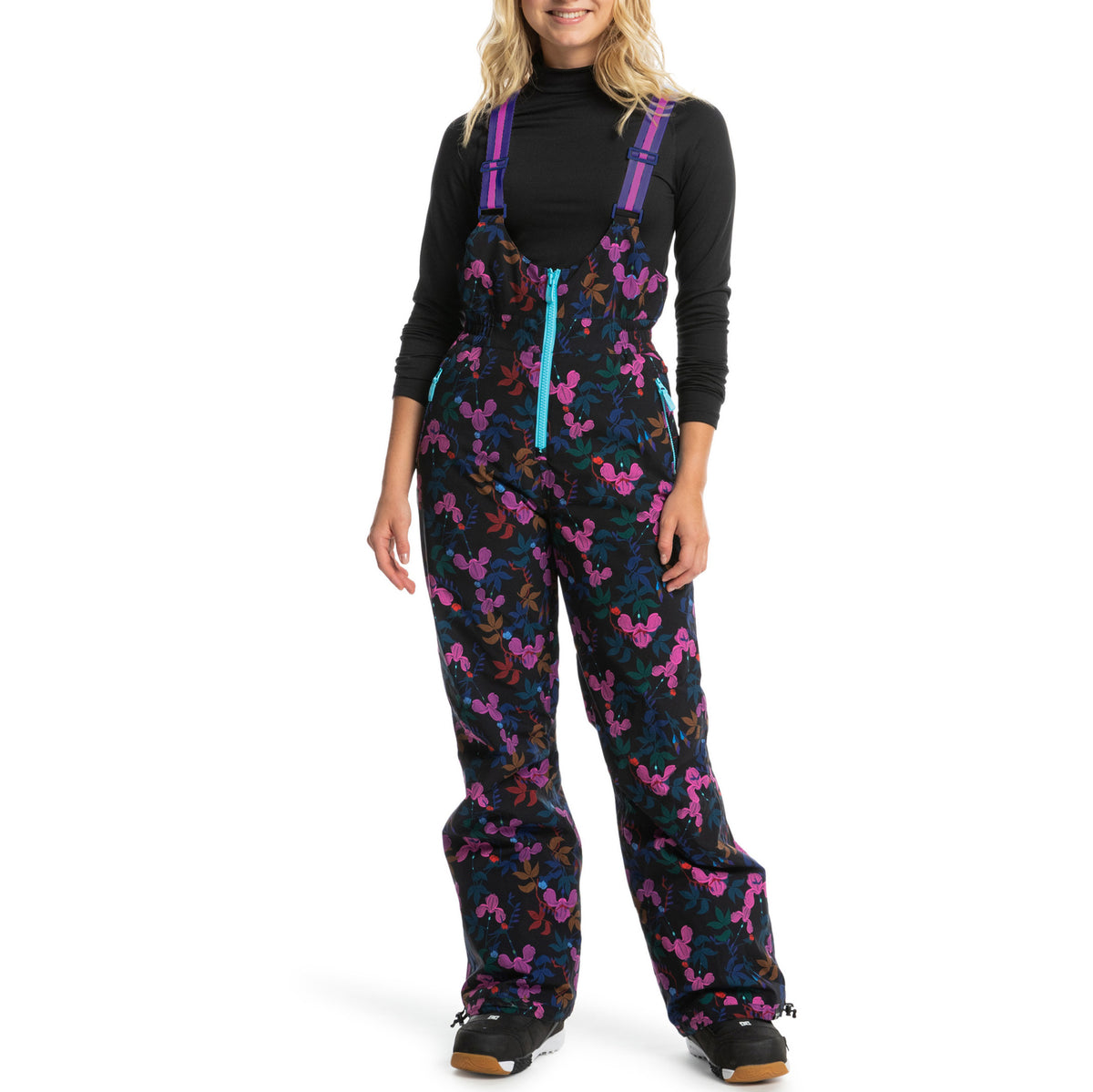 Roxy X Rowley Insulated Bibs - Women's True Black/Dark Reds Floral