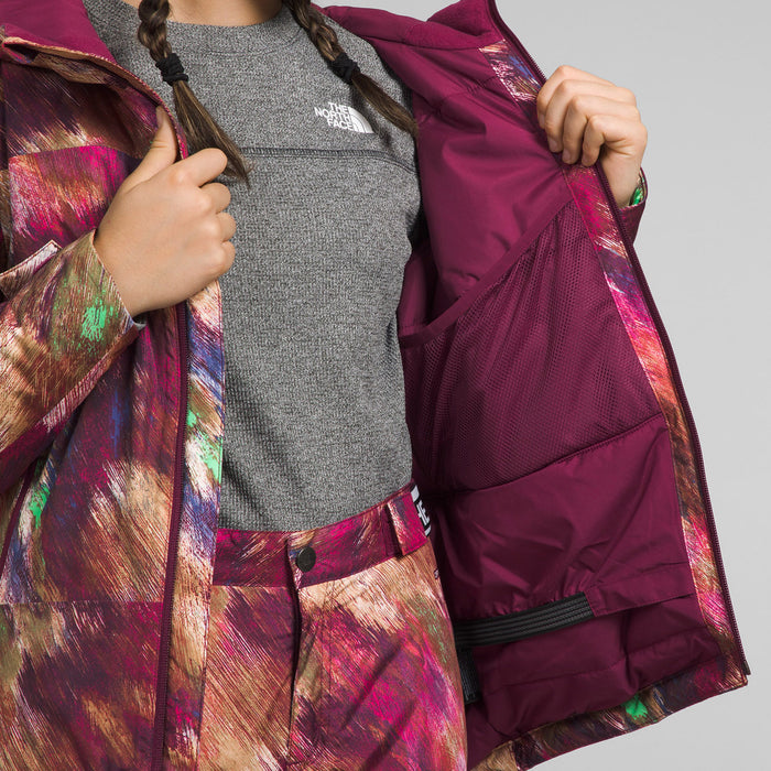 The North Face Freedom Insulated Jacket - Girls' Boysenberry Paint Lightening Small Print
