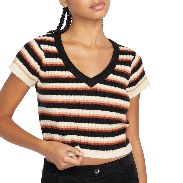 Volcom Cheeky Bird Short-Sleeve Sweater - Women's Black Combo