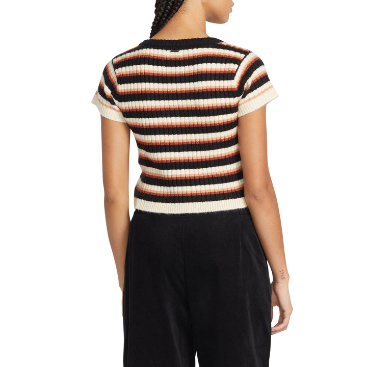 Volcom Cheeky Bird Short-Sleeve Sweater - Women's Black Combo