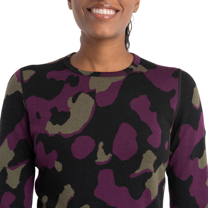 Icebreaker Merino 260 Vertex Long-Sleeve Crew - Women's Black/Loden/Nightshade