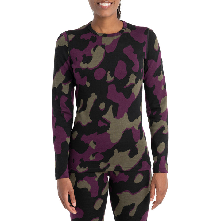 Icebreaker Merino 260 Vertex Long-Sleeve Crew - Women's Black/Loden/Nightshade