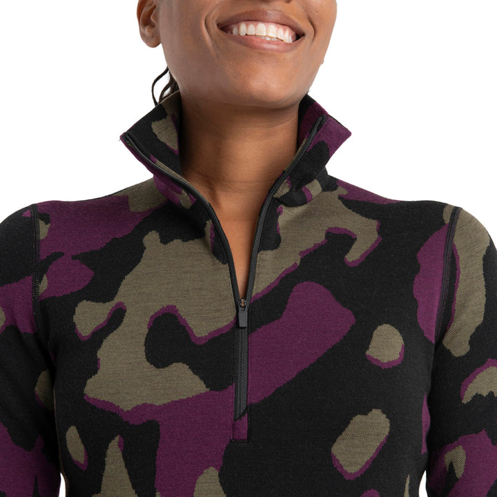 Icebreaker Merino 260 Vertex Long-Sleeve Half Zip Top - Women's Black/Loden/Nightshade