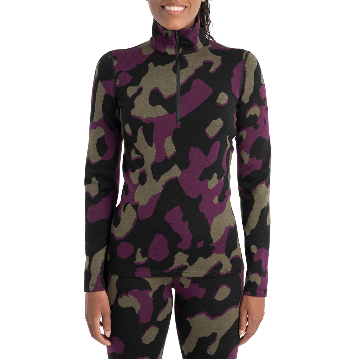 Icebreaker Merino 260 Vertex Long-Sleeve Half Zip Top - Women's Black/Loden/Nightshade