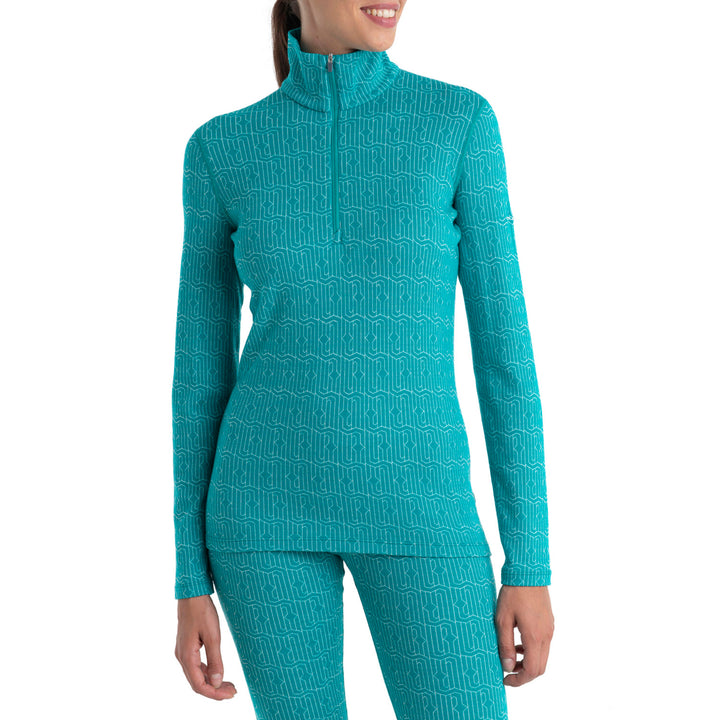 Icebreaker Merino 260 Vertex Long Sleeve Half Zip Top - Women's Flux Green/Snow