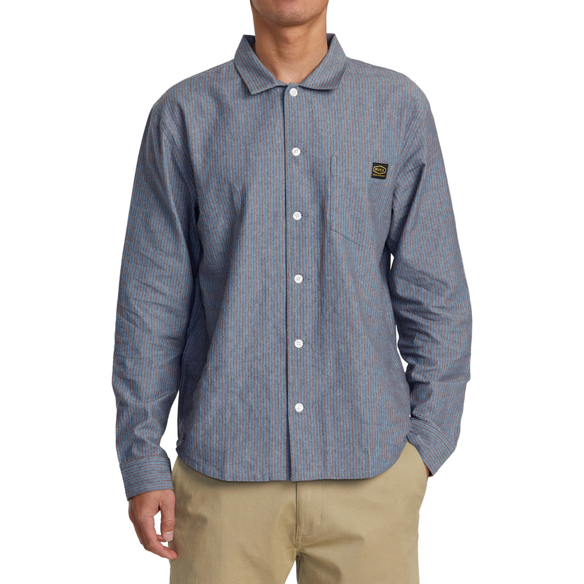 RVCA Dayshift Stripe II Long-Sleeve Shirt - Men's Red Earth