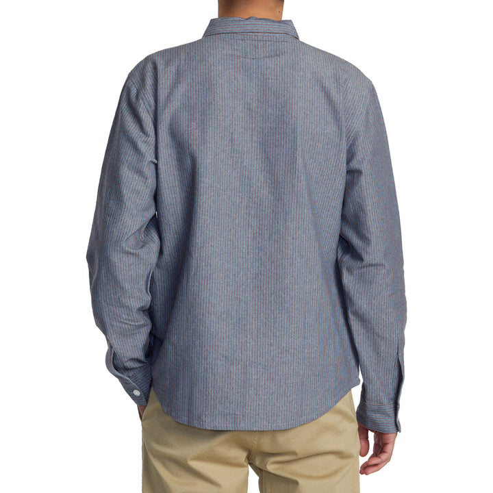 RVCA Dayshift Stripe II Long-Sleeve Shirt - Men's Red Earth