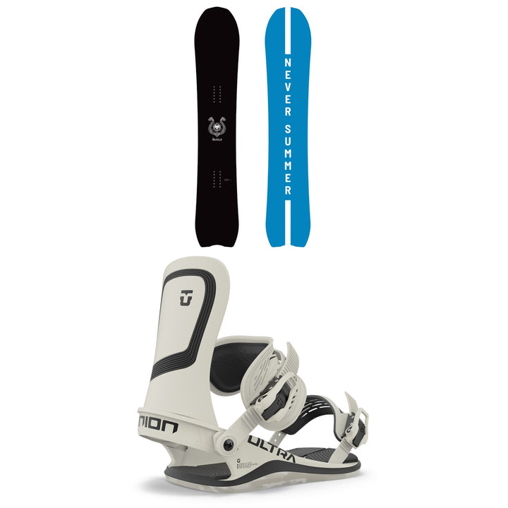 Never Summer Valhalla Snowboard + Union Ultra Snowboard Bindings 2024
