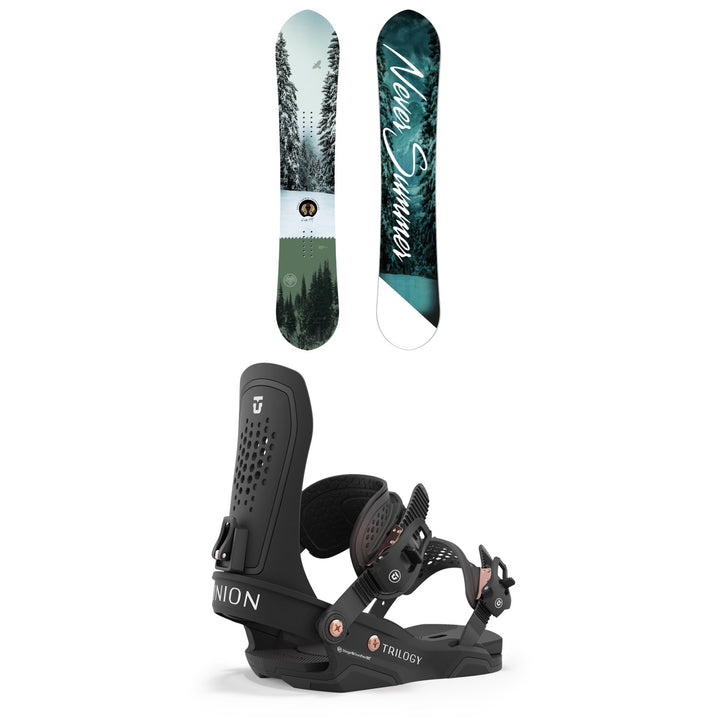 Never Summer Lady FR Snowboard + Union Trilogy Snowboard Bindings - Women's 2024