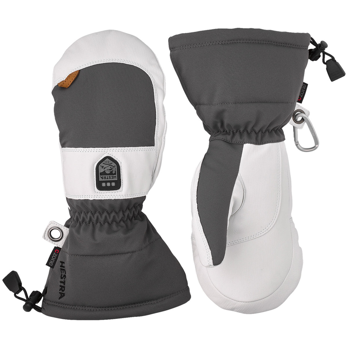 Hestra Power Heater Gauntlet Mittens Grey/White