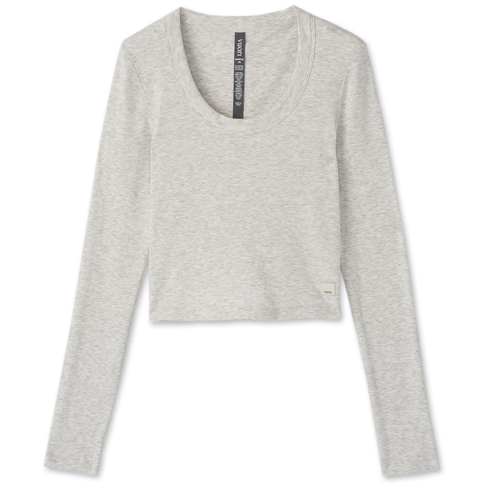 Vuori Long-Sleeve Pose Scoop T-Shirt - Women's White Heather Grey