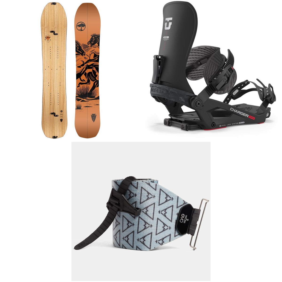 Arbor Carter Camber Splitboard + Union Charger Pro Splitboard Bindings + evo x Pomoca Pro Glide Splitboard Skins 2024