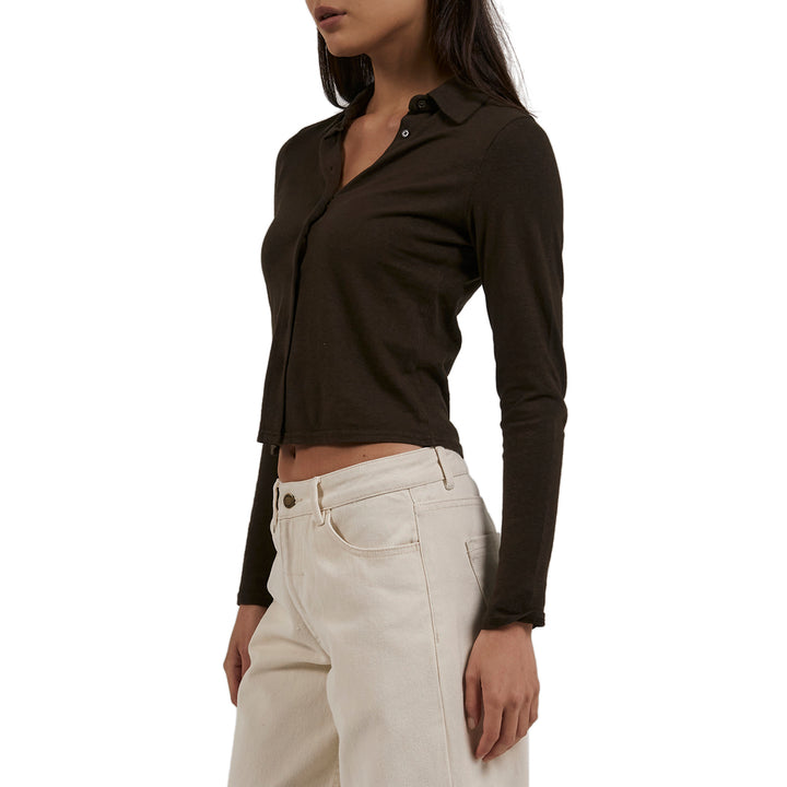 Thrills Hemp Collared Long-Sleeve Shirt - Women's Tarmac