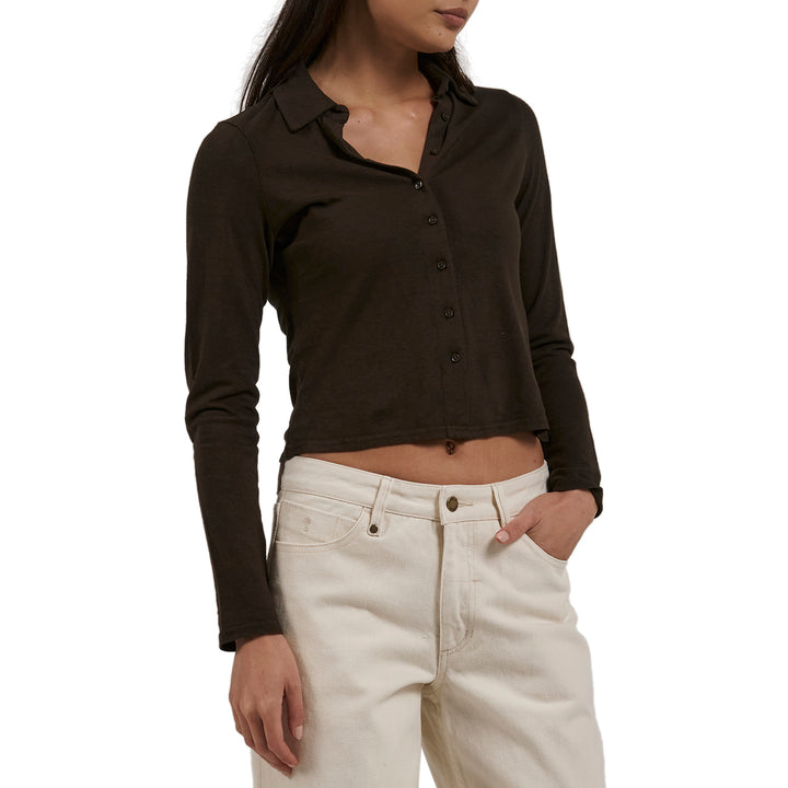 Thrills Hemp Collared Long-Sleeve Shirt - Women's Tarmac