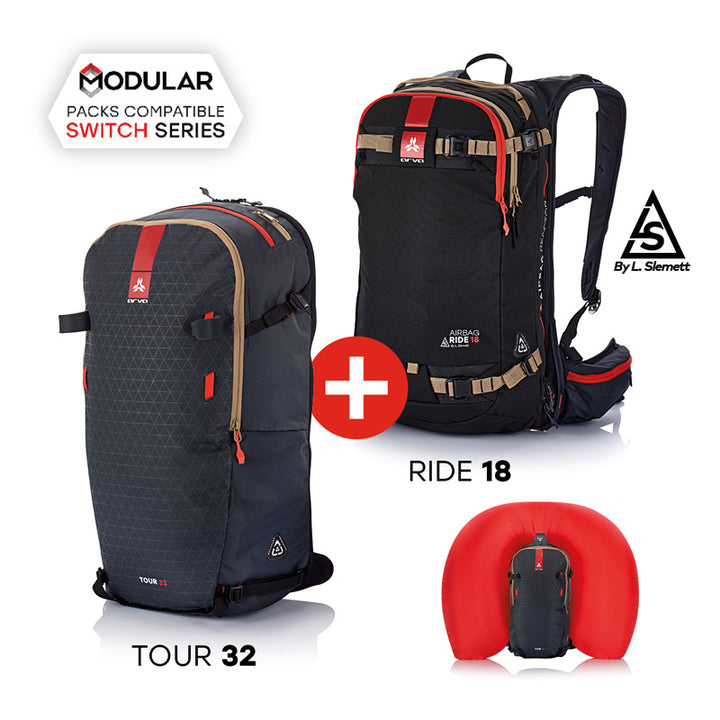 Arva Switch Mix Ride 18 & Tour 32 Airbag Backpack Bundle