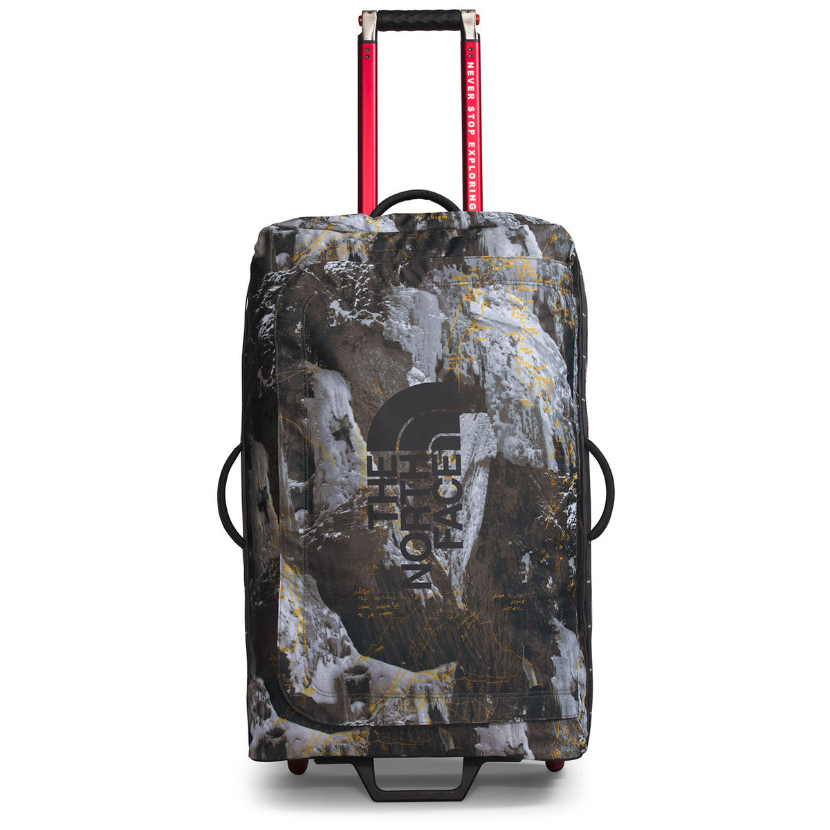 The North Face Base Camp Voyager 29in Roller Bag Falcon Brown Conrads Notes Print/TNF Black