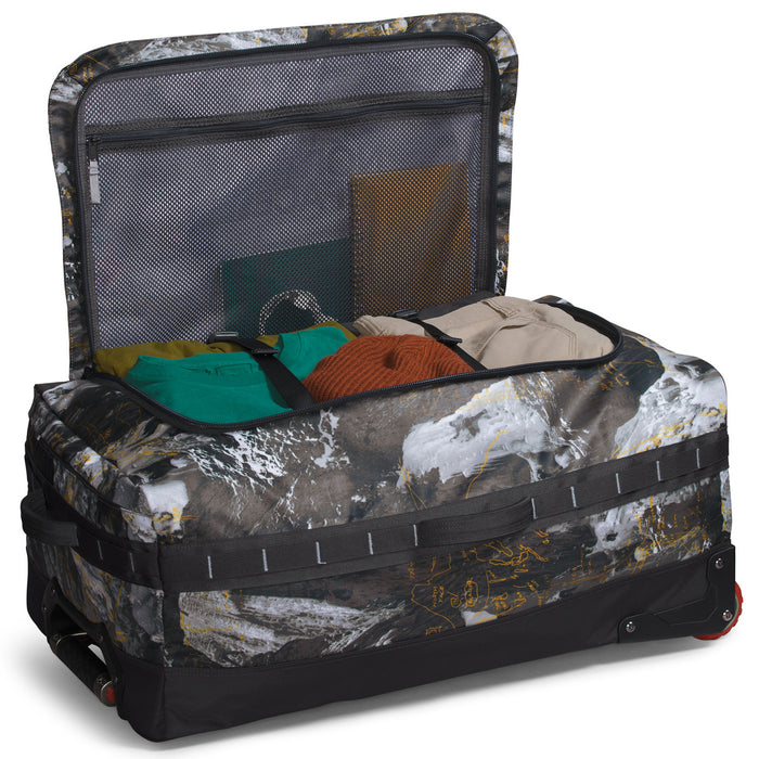 The North Face Base Camp Voyager 29in Roller Bag Falcon Brown Conrads Notes Print/TNF Black