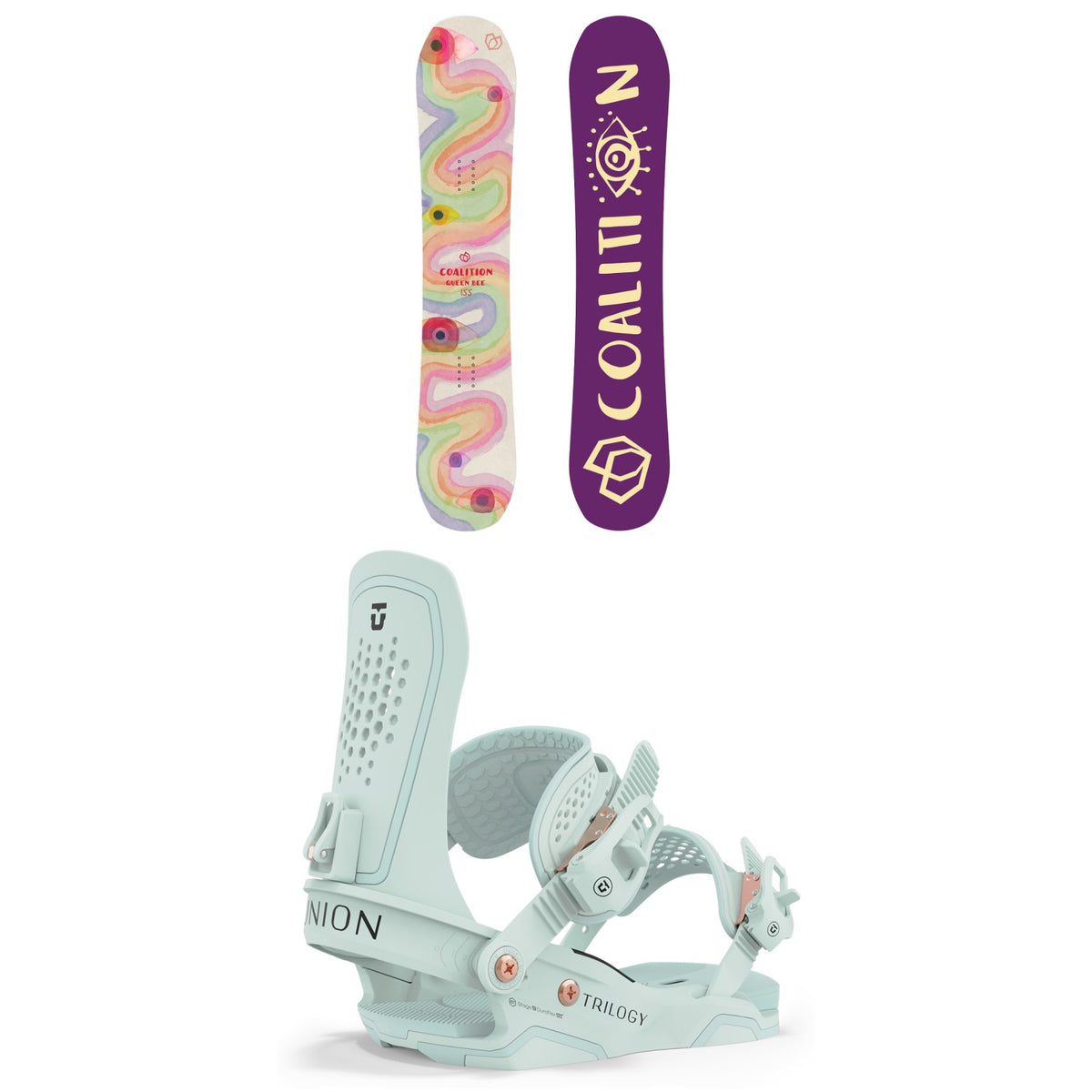 Coalition Snow Queen Bee Snowboard + Union Trilogy Snowboard Bindings - Women's 2024