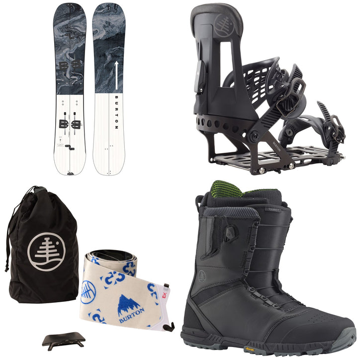 Burton Flight Attendant Splitboard + Hitchhiker Splitboard Bindings + x G3 Splitboard Skins + Tourist Snowboard Boots 2024