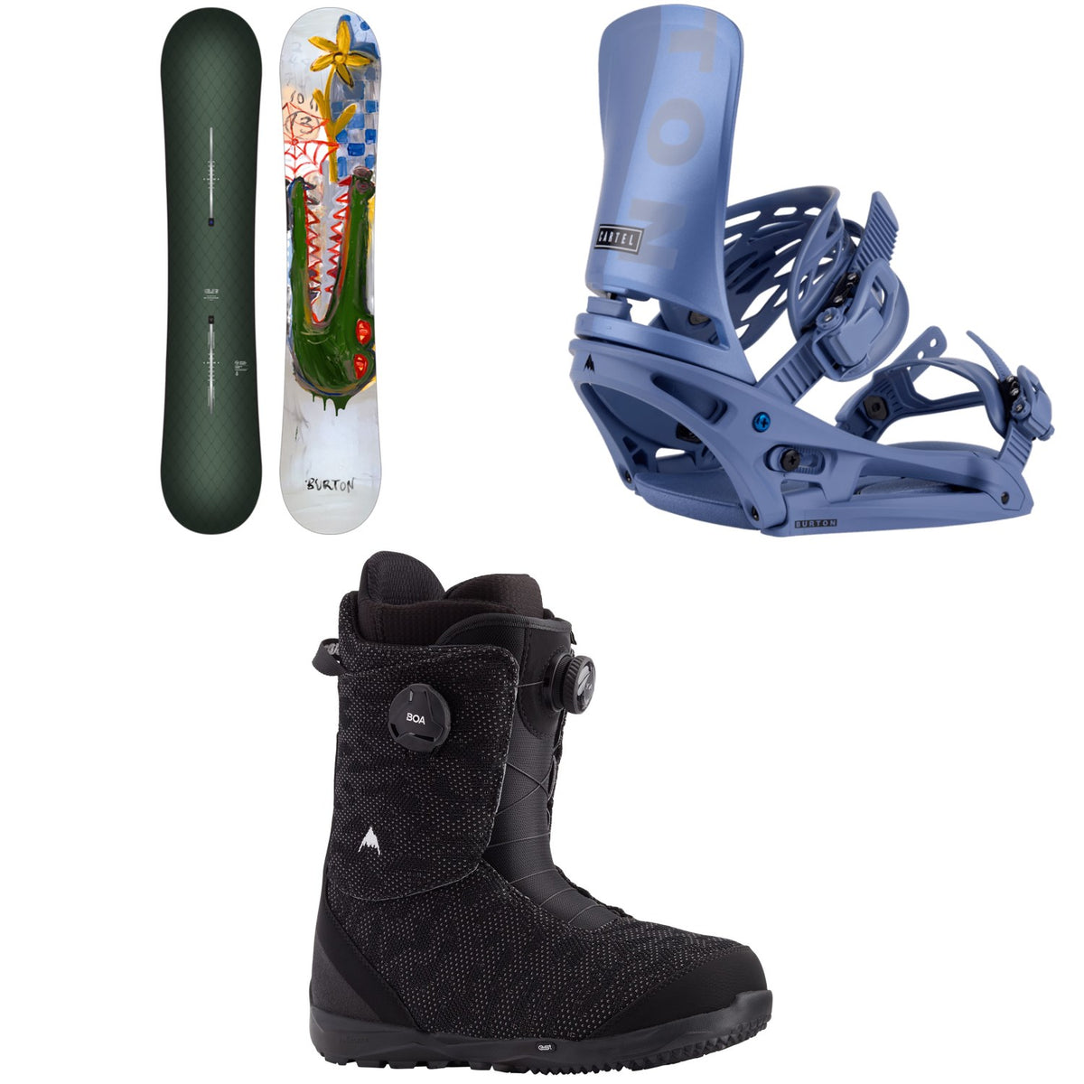 Burton Blossom Snowboard + Cartel EST Snowboard Bindings + Swath Boa Snowboard Boots 2024