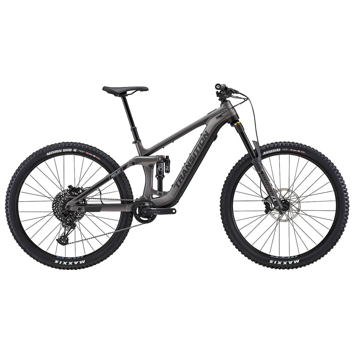 Transition Relay Alloy NX E-Mountain Bike 2023 Oxide Grey Front View