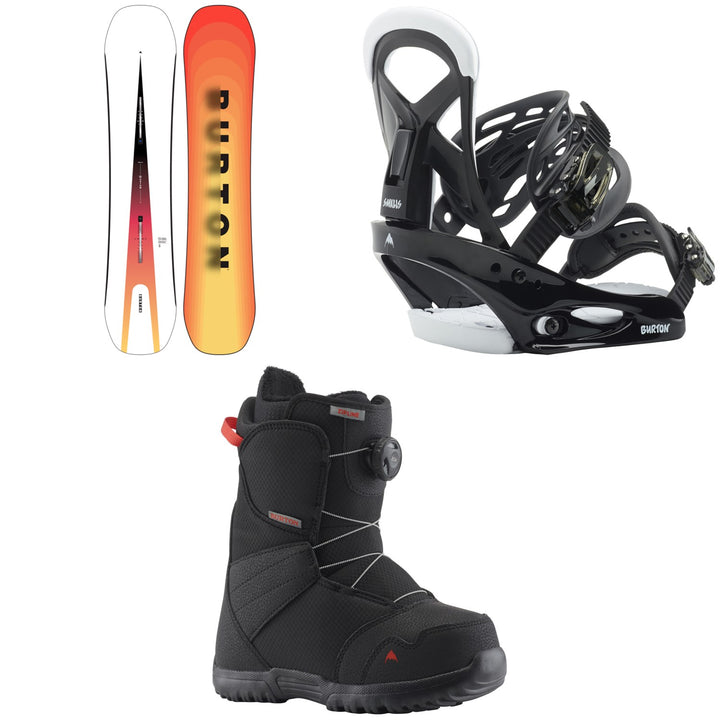 Burton Custom Smalls Snowboard + Mission Smalls Snowboard Bindings + Zipline Boa Snowboard Boots - Kids' 2024
