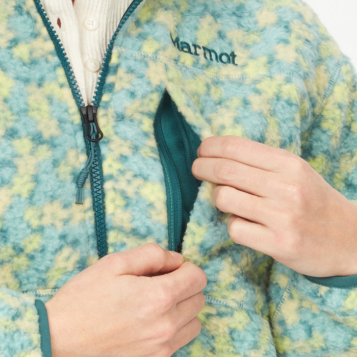 Marmot Aros Printed Fleece Jacket - Women's Limelight/Winter Flower