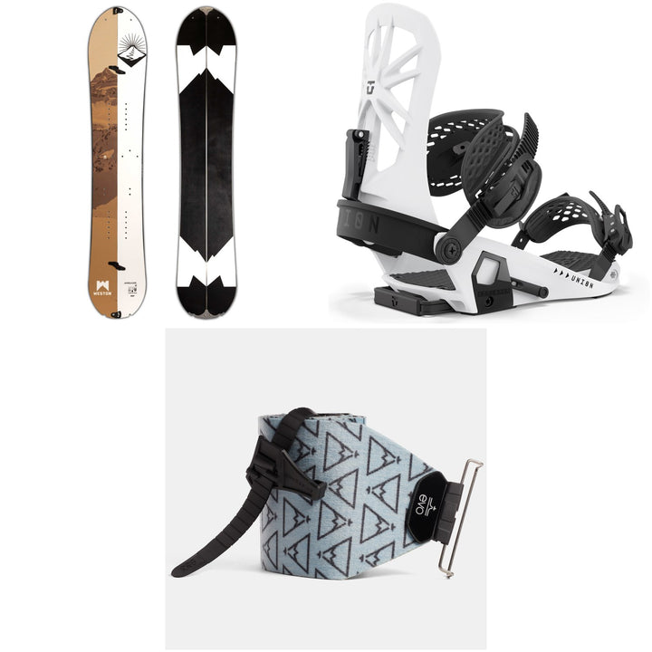 Weston Seeker Splitboard + Union Explorer Splitboard Bindings + evo x Pomoca Pro Glide Splitboard Skins 2024