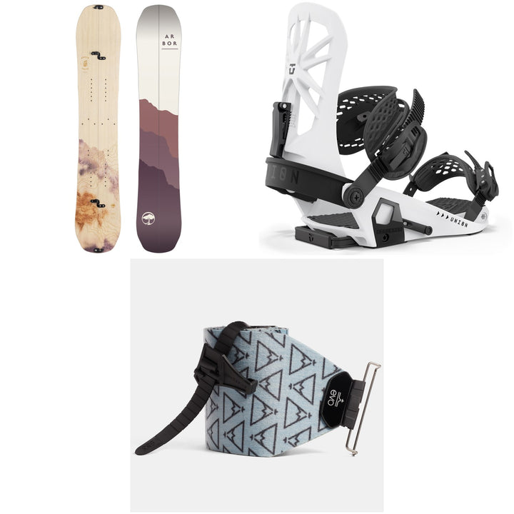 Arbor Swoon Rocker Splitboard + Union Explorer Splitboard Bindings + evo x Pomoca Pro Glide Splitboard Skins - Women's 2024