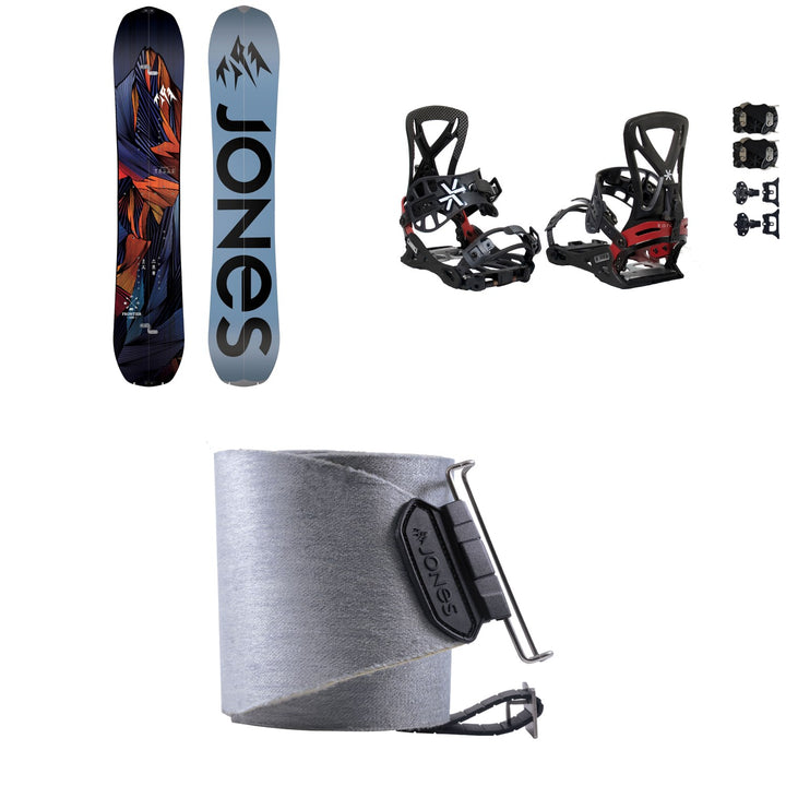 Jones Frontier Splitboard + Karakoram PRIME Grizzly + Split Interface Splitboard Bindings + Nomad Quick Tension Tail Clip Splitboard Skins 2024