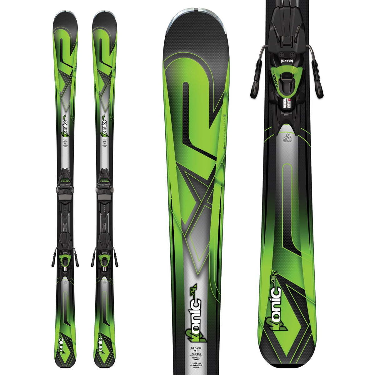 K2 Konic 78 Ti Skis + M3 10 Ski Bindings 2017