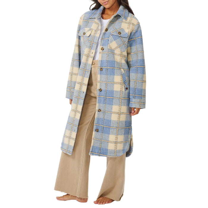 Rip Curl Long Line Check Jacket - Women's Mid Blue