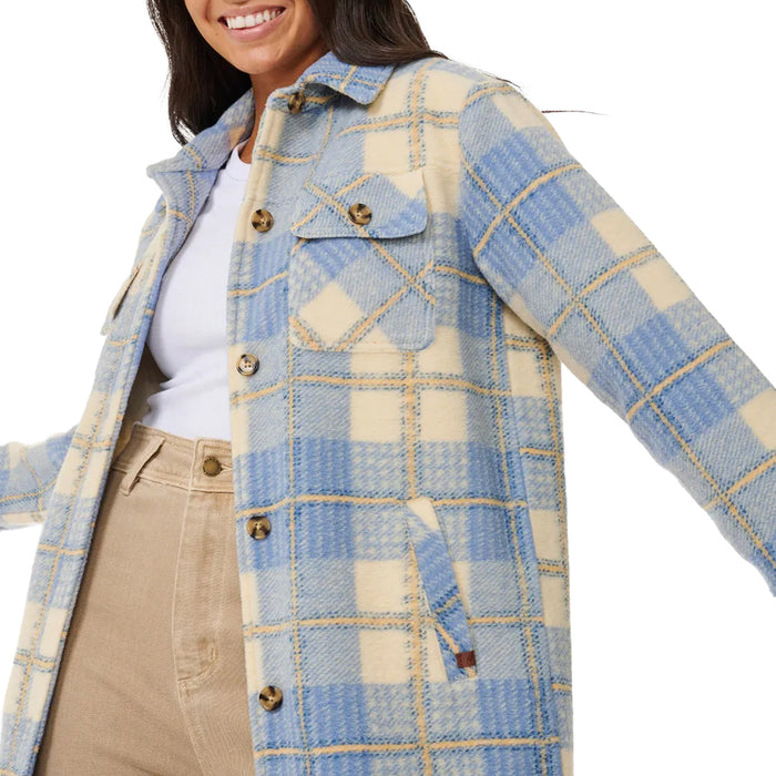 Rip Curl Long Line Check Jacket - Women's Mid Blue