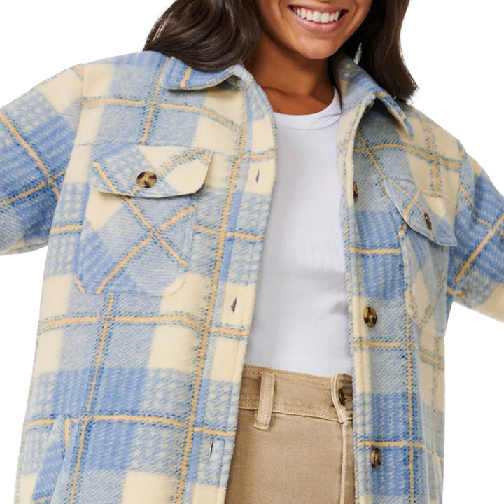 Rip Curl Long Line Check Jacket - Women's Mid Blue