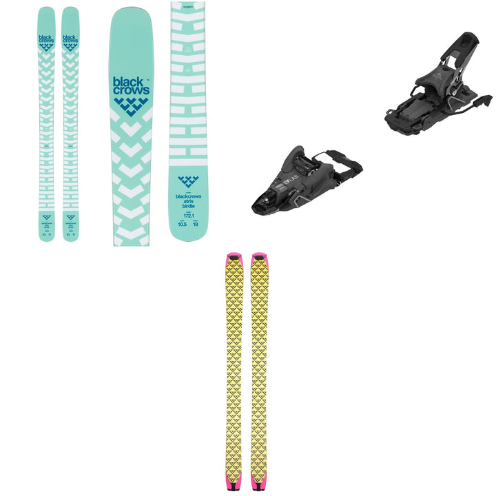 Black Crows Atris Birdie Skis - Women's + Salomon S/Lab Shift MNC 10 Alpine Touring Ski Bindings + Black Crows Pilus 120mm Trim to Fit Climbing Skins