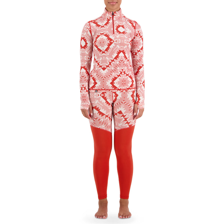MONS ROYALE Cascade Merino Flex 200 1/4 Zip Top - Women's Retro Red Nordtek