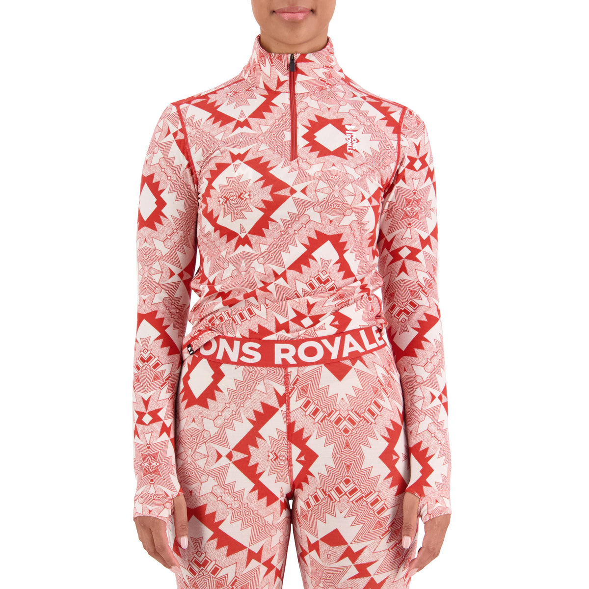 MONS ROYALE Cascade Merino Flex 200 1/4 Zip Top - Women's Retro Red Nordtek