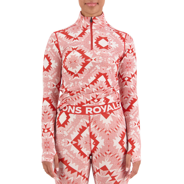 MONS ROYALE Cascade Merino Flex 200 1/4 Zip Top - Women's Retro Red Nordtek