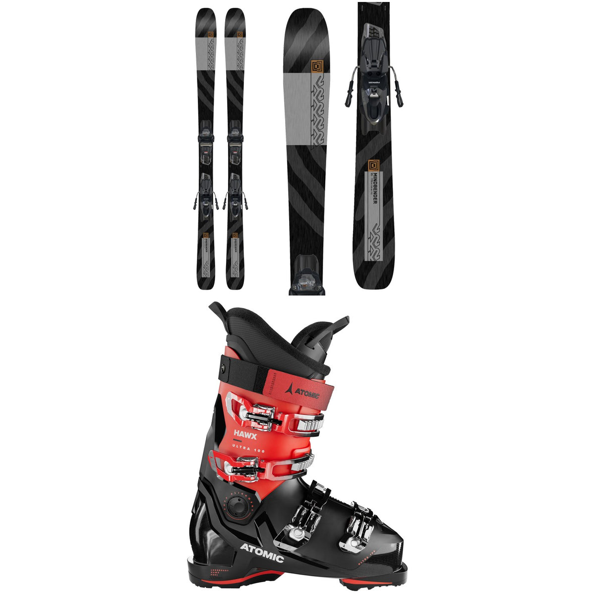 K2 Mindbender 85 Skis + Squire 10 Bindings + Atomic Hawx Ultra 100 GW Ski Boots 2024
