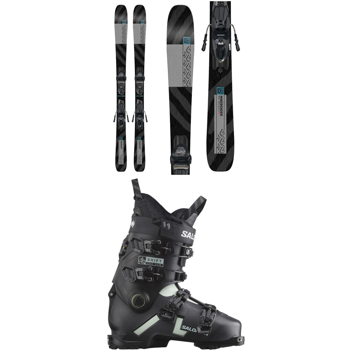 K2 Mindbender 85 Skis + Squire 10 Bindings + Salomon Shift Pro 90 Alpine Touring Ski Boots - Women's 2024