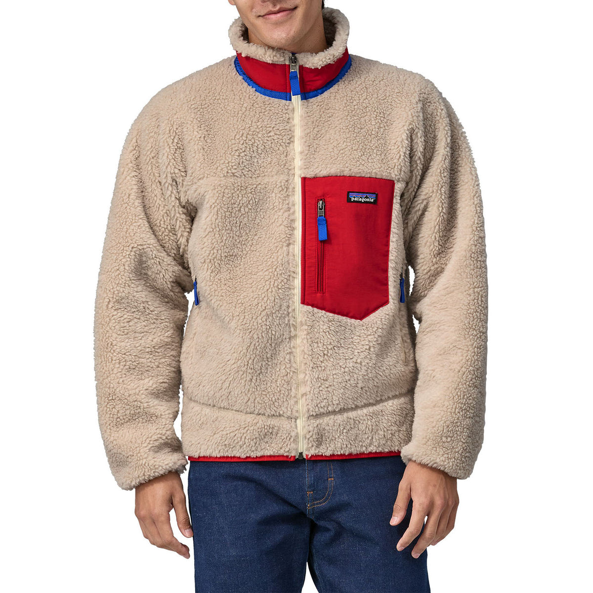 Patagonia Classic Retro-X® Jacket - Men's Natural w/Touring Red